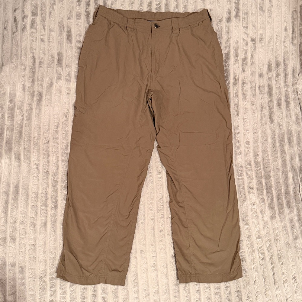 ExOfficio Mens Nylon Hiking Pants Khaki Brown Outdoor Travel Trousers Medium